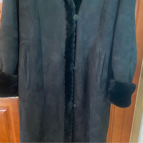 Genuine Sheepskin Full-Length Shearling Coat with Wool Lining - 6P - Picture 3 of 11